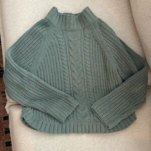 Sage Green Cableknit Cropped Sweater